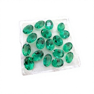 หินมรกตสีเขียวทรงรี 1 กะรัต ผลิตในห้องปฏิบัติการจาก Hailer Jewelry Lab พร้อมใบรับรองจากผู้เชี่ยวชาญ  แสดงสีสัน/ประกายไฟสวยงาม เหมาะสำหรับทำเครื่องประดับ - Product Image 1