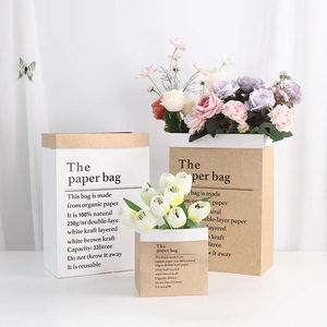 Bolsas de papel kraft con impresión de logotipo personalizado para ramos de flores, bolsas de regalo para bodas, cumpleaños, suministros para floristería - Product Image 1