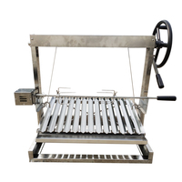 HDWYSY Barbecue au charbon de bois pour poulet, style argentin, en acier inoxydable, avec chariot, hauteur réglable, capacité 2-3 personnes