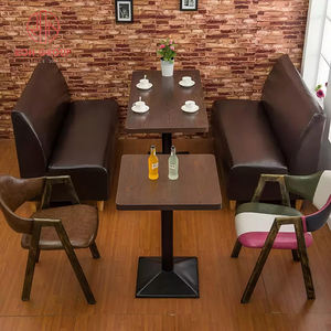 Ensemble <span class=keywords><strong>de</strong></span> mobilier <span class=keywords><strong>de</strong></span> <span class=keywords><strong>restaurant</strong></span> commercial en cuir véritable, canapé en forme <span class=keywords><strong>de</strong></span> <span class=keywords><strong>L</strong></span> avec table à manger carrée en bois et chaise pour café - Product Image 4