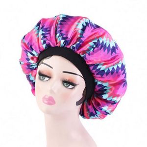 Bonnet de nuit imprimé motif africain double couche pour femme avec bande élastique en satin, idéal pour le quotidien et toutes les saisons - Product Image 3