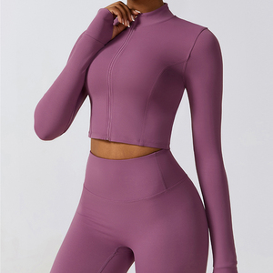 Căng Cao Tập Thể Dục Mặc Yoga Quần Áo Phòng Tập Thể Dục Áo Khoác Dài Tay Áo Activewear Tập Luyện Bộ Cho Phụ Nữ - Product Image 2