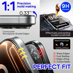 HEYBINGO Blue Box 3-en-1 Verre Anti-Espion Auto-Adhésif en 2 Étapes Lentille Métallique Anti-Jaunissement Étui Magnétique pour IP 18 Pro Max - Product Image 4