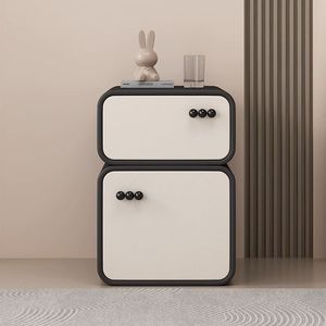 Mesita <span class=keywords><strong>de</strong></span> <span class=keywords><strong>Noche</strong></span> <span class=keywords><strong>de</strong></span> Madera Maciza <span class=keywords><strong>de</strong></span> Alta Gama, Estilo Cremoso, Súper Estrecha, con Almacenamiento, Diseño Moderno <span class=keywords><strong>y</strong></span> Lujoso para el Hogar - Product Image 3