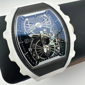 Montre tourbillon en acier inoxydable de haute qualité, tendance et élégante, avec un boîtier transparent, mouvement mécanique étanche. - Product Image 1