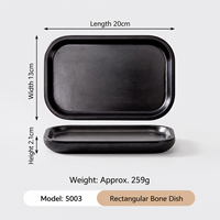 Assiette rectangulaire en mélamine noire sans BPA, écologique, incassable, de qualité alimentaire, compatible lave-vaisselle, pour apéritifs/sauces de fête
