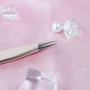 סיבי קצה לוגו מותאם אישית ליטוף פלדה פינצטה פינצטה ישר נפח 45 90 מעלות ריסים הרחבה רזה אתחול רזה פינצטה - Product Image 2