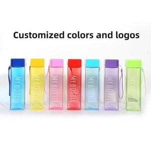 Borraccia Sportiva Quadrata Personalizzabile con Logo, 500ml, Portatile in Plastica, Regalo per <span class=keywords><strong>il</strong></span> Ritorno a Scuola, con Laccetto - Product Image 1