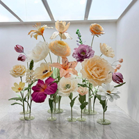 Grandes fleurs géantes en organza de soie de haute qualité, autoportantes, pour la décoration de toile de fond de mariage, d'événements et de fêtes