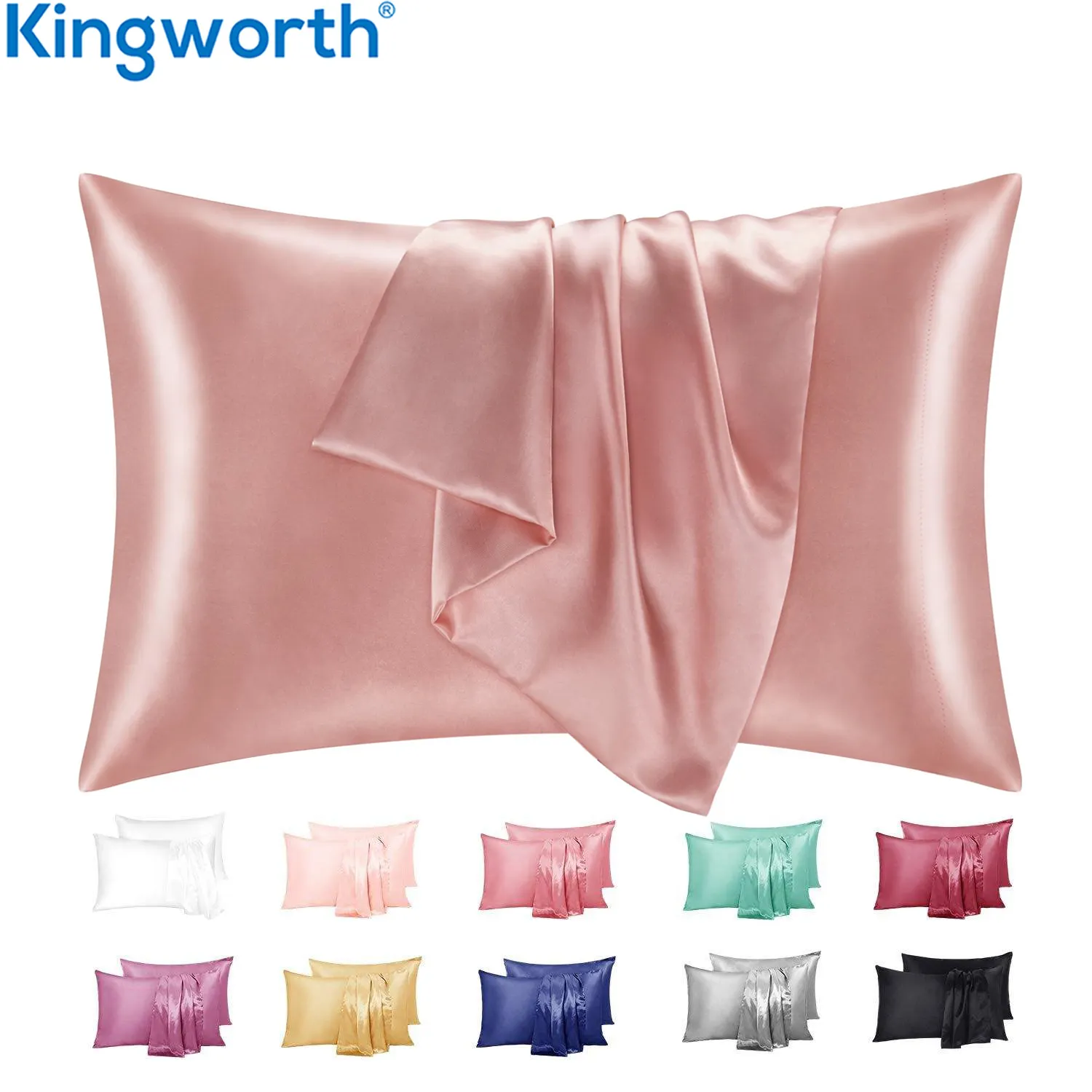 Customized King Queen Size Custom Travel Wholesale Pink Satin Luxury Neck Silk Pillow Cases Silk Pillows Cover Set With Logo