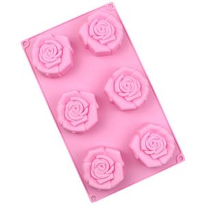 Moule à gâteau en silicone en forme de rose à 6 trous, éco-responsable, échantillon gratuit, pour la fabrication de savons et de bougies, OEM/ODM - Product Image 3
