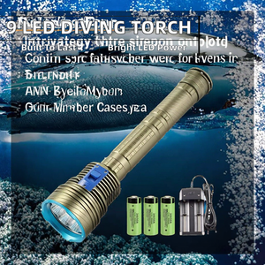 Trung tính lặn Đèn pin 9pcs LED trắng ánh sáng hợp kim nhôm dưới nước spearfishing Dive <span class=keywords><strong>Torch</strong></span> 26650 pin có thể sạc lại - Product Image 2
