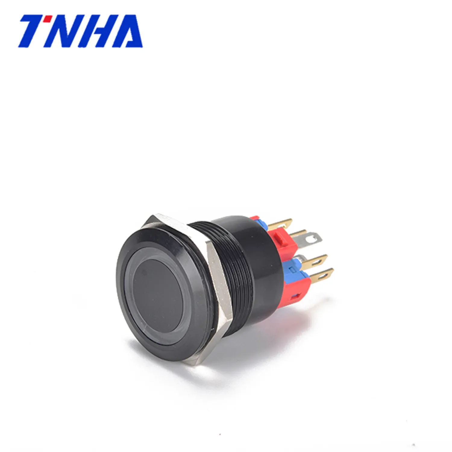 TH22B-P11 IP65 22mm AC 220V LED light Flat Metal push button reset stainless steel pushbutton Customizable plastic on-off switch