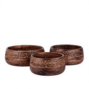 Tazón de Ensalada de Madera Hecho a Mano, Pulido, Ecológico, Moderno, Elegante y Duradero, con Incrustaciones de Madreperla, Personalizado, para Uso en el Hogar y Fiestas, Desechable - Product Image 1