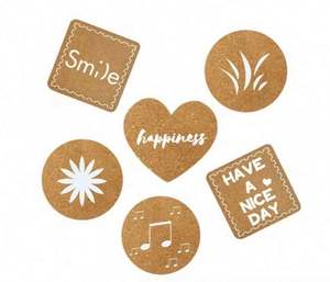 Modern Round Wooden <b>Coaster</b> Custom Engraved <b>Cork</b> Cup Mats Personalized Silk Screen Printed Pad for Tables - Product Image 3