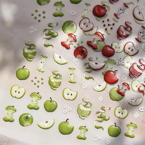 कम कीमत वाले मीठे मैनीक्योर फल स्टिकर वाले सेब के साथ सेब कला चारपाई सजावट थोक - Product Image 3