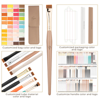 URKUNET - Pinceaux de Maquillage Fins Angulés pour Teinture, Logo Personnalisé Marque Privée, Pinceau Plat pour Sourcils, Eyeliner, Anti-cernes et Teinture de Sourcils