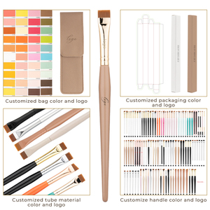 URKUNET - Pinceaux de Maquillage Fins Angulés pour Teinture, Logo Personnalisé Marque Privée, Pinceau Plat pour Sourcils, Eyeliner, Anti-cernes et Teinture de Sourcils - Product Image 2