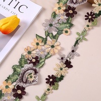 Dentelle brodée soluble dans l'eau de 6,5 cm, style ethnique, accessoires vestimentaires, bijoux floraux, garniture décorative en dentelle