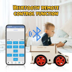Tscinbuny perlengkapan mobil <span class=keywords><strong>Robot</strong></span> 4WD, kayu Mini DIY dengan kendali jarak jauh dan pemutar musik fungsi untuk pendidikan anak-anak UNTUK <span class=keywords><strong>Arduino</strong></span> - Product Image 3