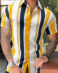 Vente en gros 100% Coton Doux à Manches Courtes Hawaii Chemises Hommes Chemise Rayée Prix Usine Vente - Product Image 1