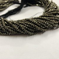 Perles de pyrite naturelle de 2 mm, facettées, en forme de rondelle, qualité AAA+, certifiées IGI, couleur naturelle à 100 %