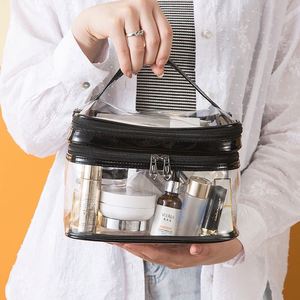 Fashion <b>Clear</b> Cosmetic Cases with 2 Compartments <b>Travel</b> Waterproof Transparent Frosted PVC Makeup <b>Bag</b> 2 Layer <b>clear</b> Toiletry <b>Bag</b> - Product Image 4