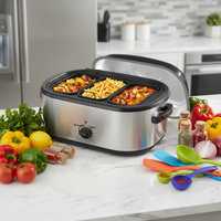 Rôtissoire électrique 3-en-1 pour dinde avec grande capacité de 18/22 QT, minuteur programmable, idéale pour la cuisson de plusieurs plats en fêtes