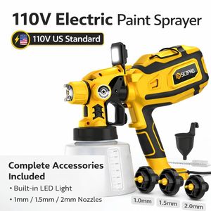 <span class=keywords><strong>Pistola</strong></span> de Pintura Eléctrica HVLP <span class=keywords><strong>con</strong></span> <span class=keywords><strong>Luz</strong></span> LED 110V |   3 Boquillas (1.0 / 1.5 / 2.0 mm) |   <span class=keywords><strong>para</strong></span> Proyectos del Hogar y Exteriores - Product Image 4