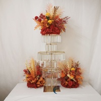 Décoration de mariage, centre de table, support à fleurs en métal argenté et doré, cristal acrylique, centre de table pour fête de mariage