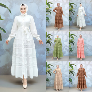 M351 # Abito Vintage Primaverile da Donna con 6 Colori, Produzione Cinese, Colletto Alto, Cuciture in Pizzo e Ampia <span class=keywords><strong>Gonna</strong></span> - Product Image 1