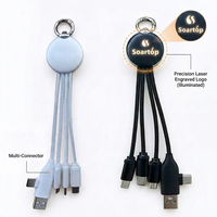 Câble de charge porte-clés 4-en-1 en nylon tressé avec logo personnalisé, USB multi-ports lumineux 5V/2A Type C et Micro USB – Promotion en gros