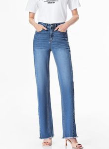 Jeans en denim Zimbaplatinum pour femme, coupe ample, taille haute, jambe large, longueur intégrale, style vintage, extensible, lavable, OEM ODM - Product Image 5