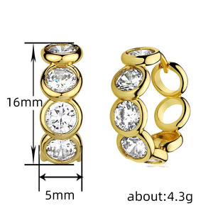 Orecchini a Cerchio Geometrici Classici per Donne, Eleganti Orecchini in Rame per Fidanzamento, Gioielli di Moda Quotidiana - Product Image 4
