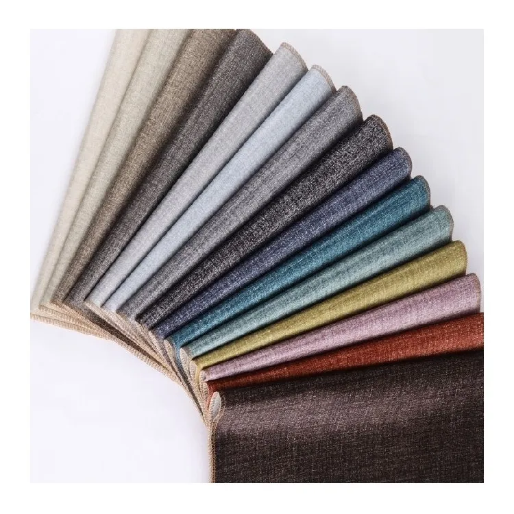 Custom New Designs Hometextile Velvet Sofa Fabric Linen Looking Easy Clean Durable 100% Polyester Sofa Fabric