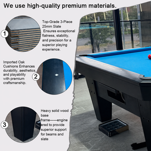 Mesa de Billar Profesional de Alta Calidad con Retorno de Bolas, 7, 8 y 9 Pies, Black Diamond, para Torneos, con Pizarra Americana, Precio Mayorista - Product Image 3
