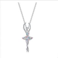 Collier Pendentif Ballerine Danseuse en Zircon Coloré Charme Cristal 2025 – Cadeau Bijou pour Filles et Femmes Passionnées de Ballet