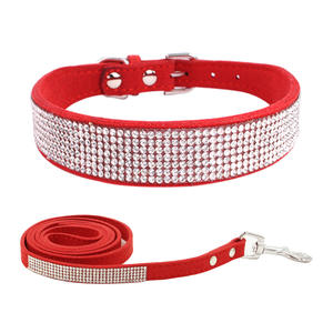 Suède Strass Hondenhalsband Sprankelend Kristal Strik Kraag Voor Honden En Katten - Product Image 4