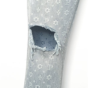 Jean Bleu Délavé et Détruit de Haute Qualité en Coton pour Hommes - Product Image 6
