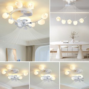 Modern Chandelier Luxury Simple Living Room Dining Room Bedroom Villa Model Room Home LED Chandelier Ceiling Petal Fan Lamp - Product Image 5