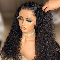 Perruque en cheveux humains vierges bon marché, bouclée afro crépue, 100 % cheveux humains Remy, perruques complètes à 180 % fabriquées à la machine pour femmes noires mongoliennes, longues