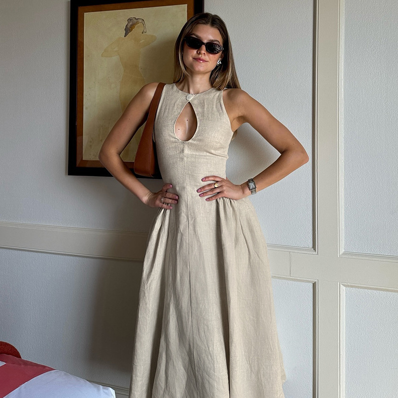 Wholesale Embroidery Lace Dress Off Houlder Lace Dress Lady Elegant Dress Linen Dress Linen Clothing Women's Kirts Kirts for Women,1 Piece