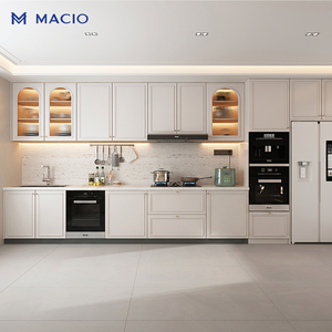 MACIO - Gabinetes de Cocina Modulares de Lujo en Color <span class=keywords><strong>Blanco</strong></span>, Listos para Armar, con Isla, para Hoteles, Venta al por Mayor - Product Image 1