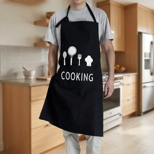 Tabliers en coton personnalisables avec logo, vente directe usine, pour la cuisine, le restaurant, le bar et le café, coloris rouge et noir, pour adultes - Product Image 1