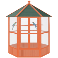 Volière d'extérieur en bois de luxe spacieuse avec porte verrouillable, perchoirs pour perroquets et petits oiseaux, idéale pour l'élevage en jardin, étanche et facile à utiliser