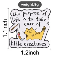 Broche en métal à thème doux, motif chaton tigré de dessin animé avec baguette jouet et texte émouvant, pour les amateurs de chats, collection de cadeaux