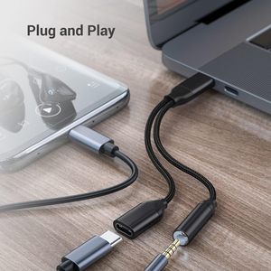 Câble de charge rapide 60W USB 2-en-1 avec adaptateur PD Type C <span class=keywords><strong>et</strong></span> prise <span class=keywords><strong>jack</strong></span> 3,5 mm pour casque, gaine TPE, conducteur en cuivre étamé - Product Image 2