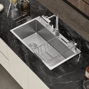 Luxurious <b>large</b> single-tank 304 stainless steel kitchen sink under-counter basin left row vegetable basin sink - Product Image 1