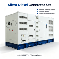 Groupe électrogène diesel silencieux 800 kW 1000 kVA triphasé avec contrôleur ATS automatique