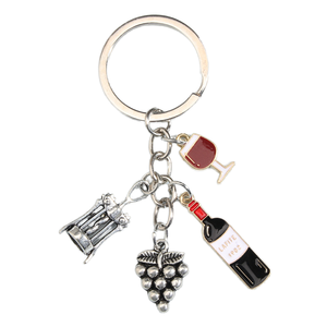 Llavero Abridor de Botellas de <span class=keywords><strong>Vino</strong></span> Personalizado al por Mayor, Amuleto de Metal Esmaltado con Diseño de Uva, Llavero de Acero Inoxidable - Product Image 1
